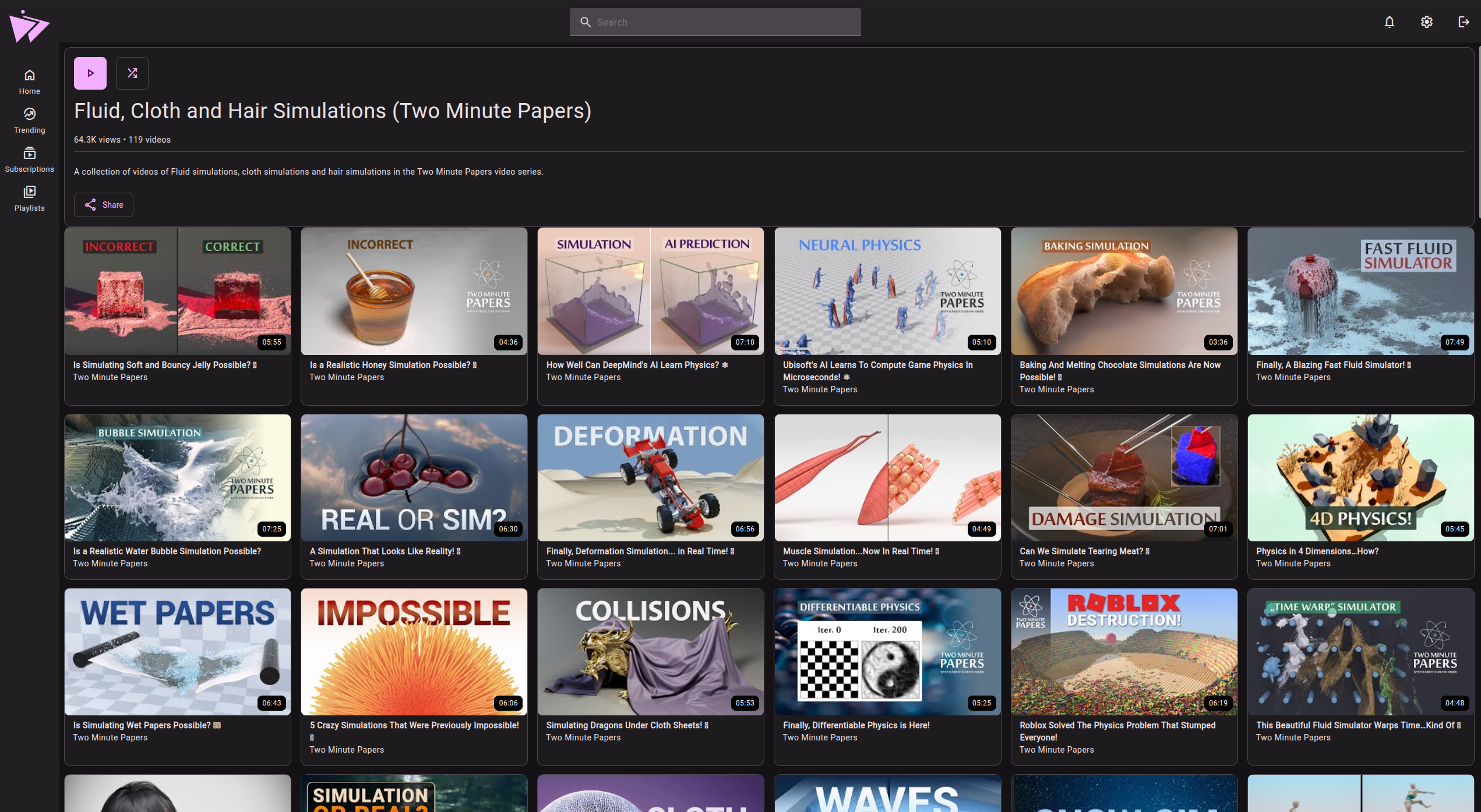 Preview of playlist page