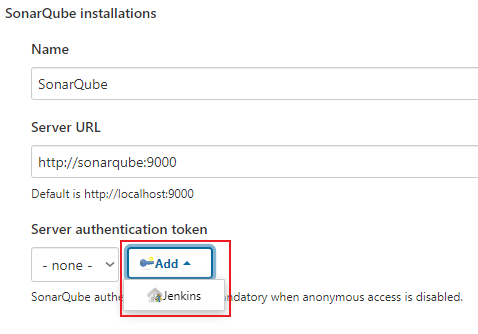 add sonarqube token