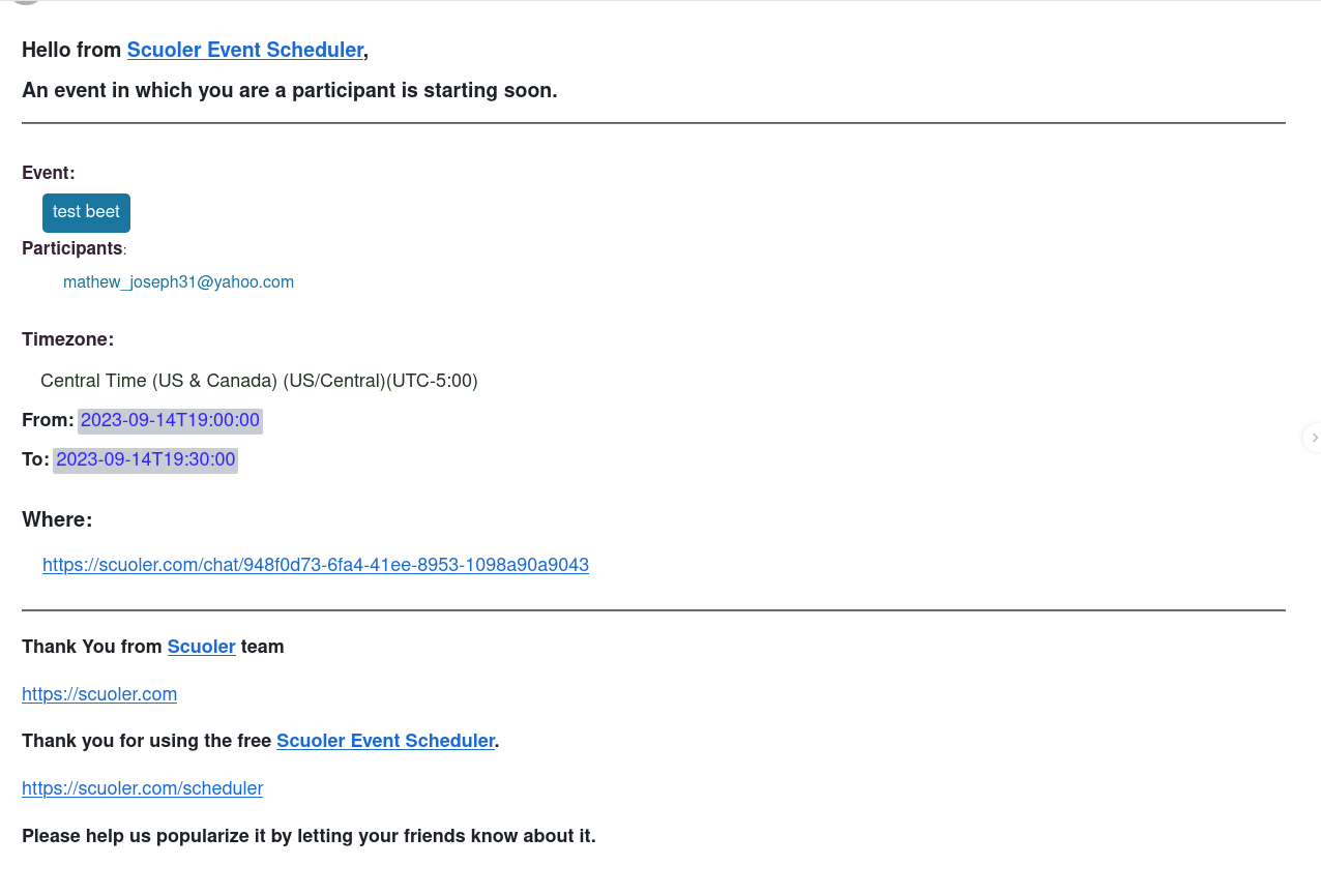Sample Event Notification Snapshot