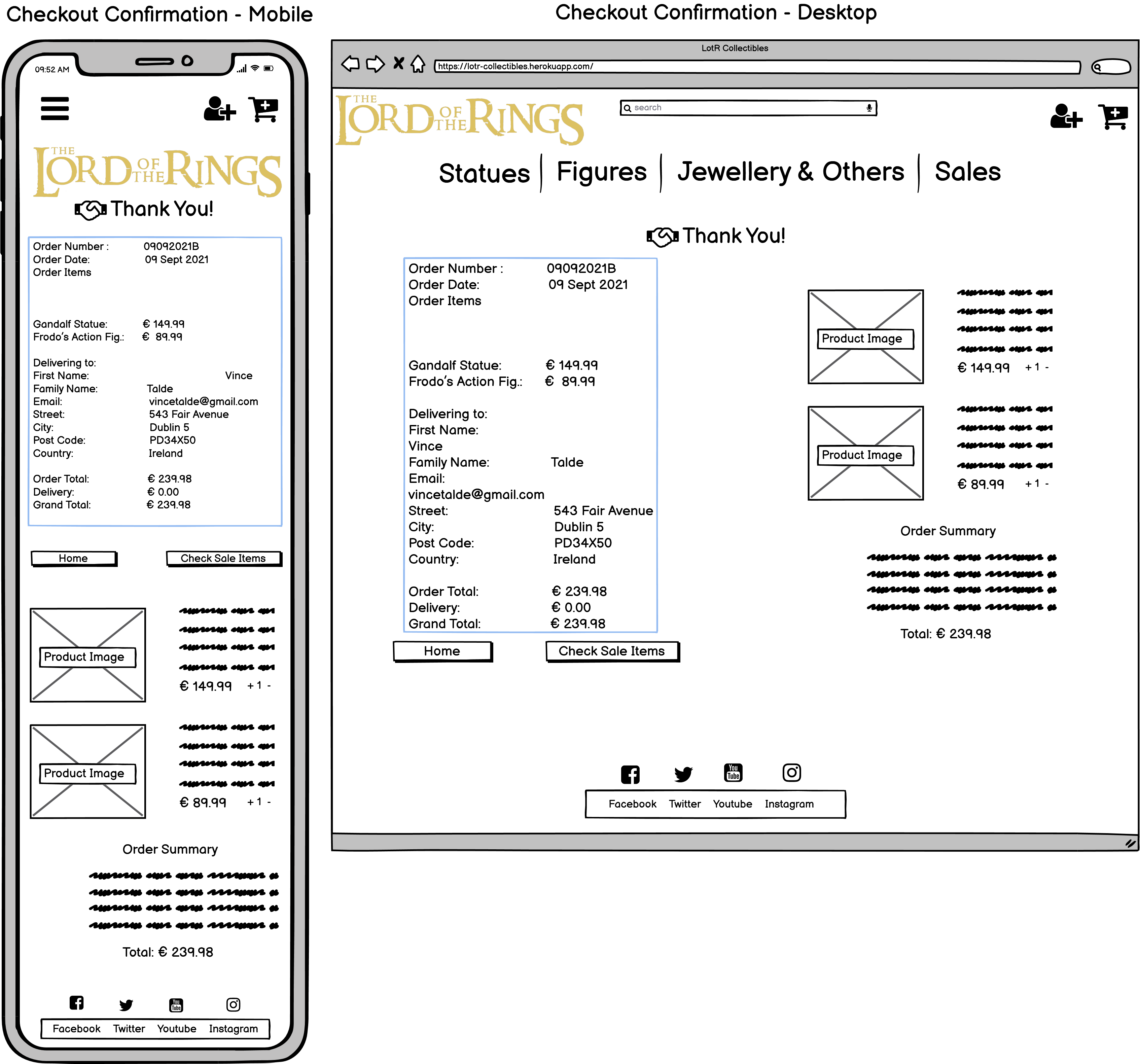 Wireframe: Checkout Success