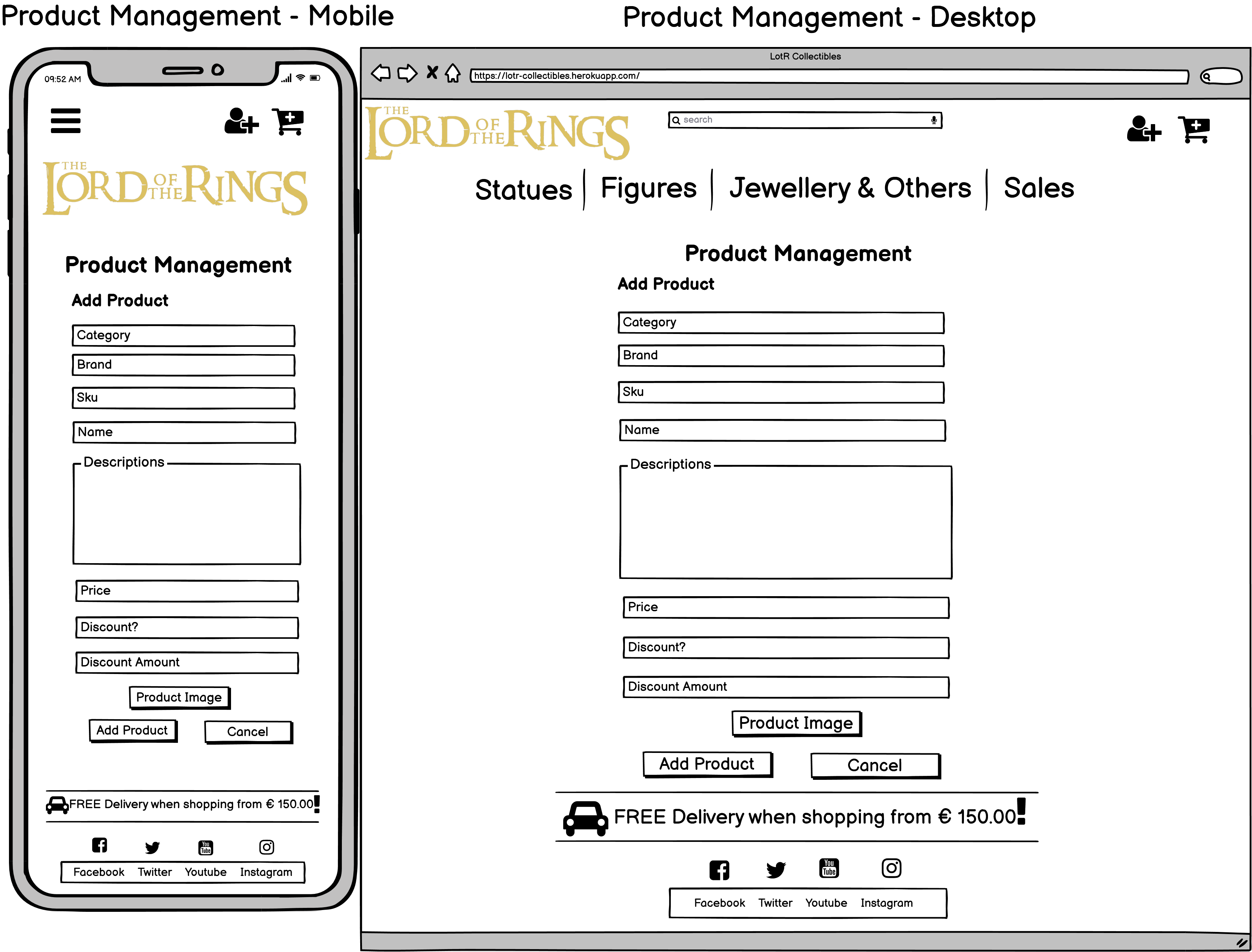 Wireframe: Product Management