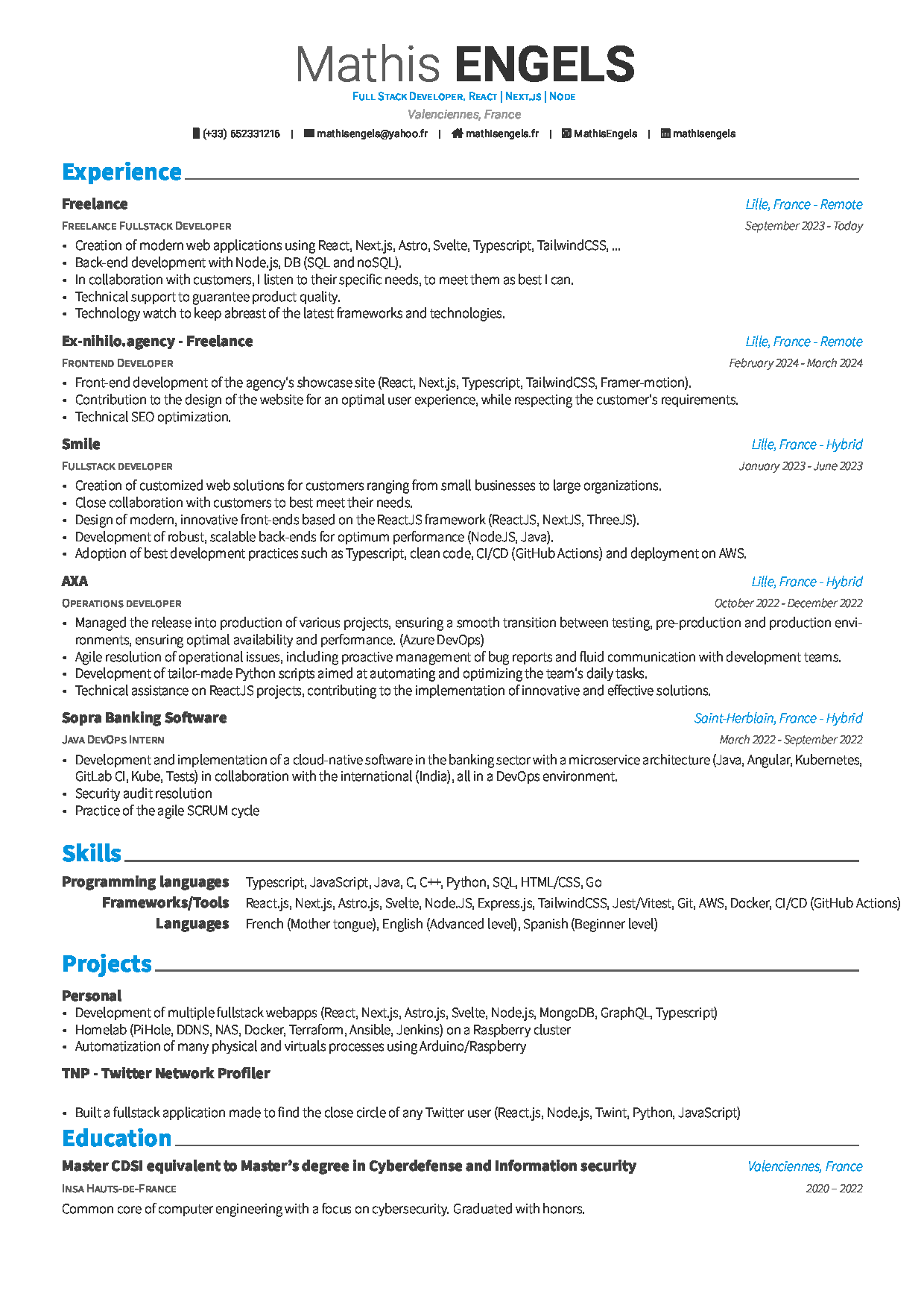 English resume