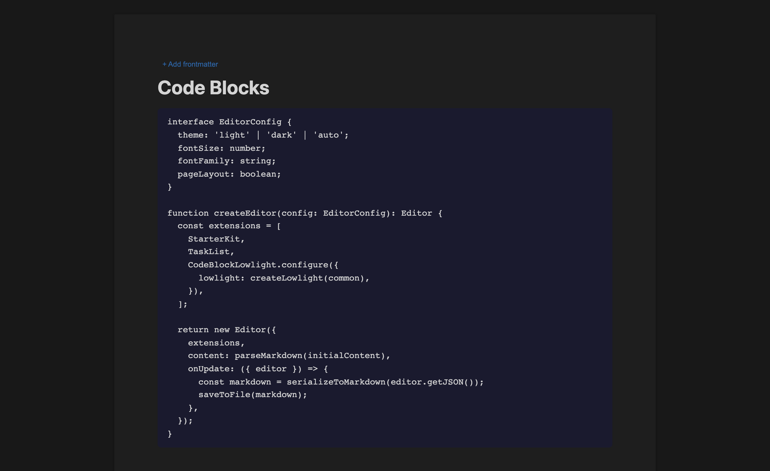 Code Blocks