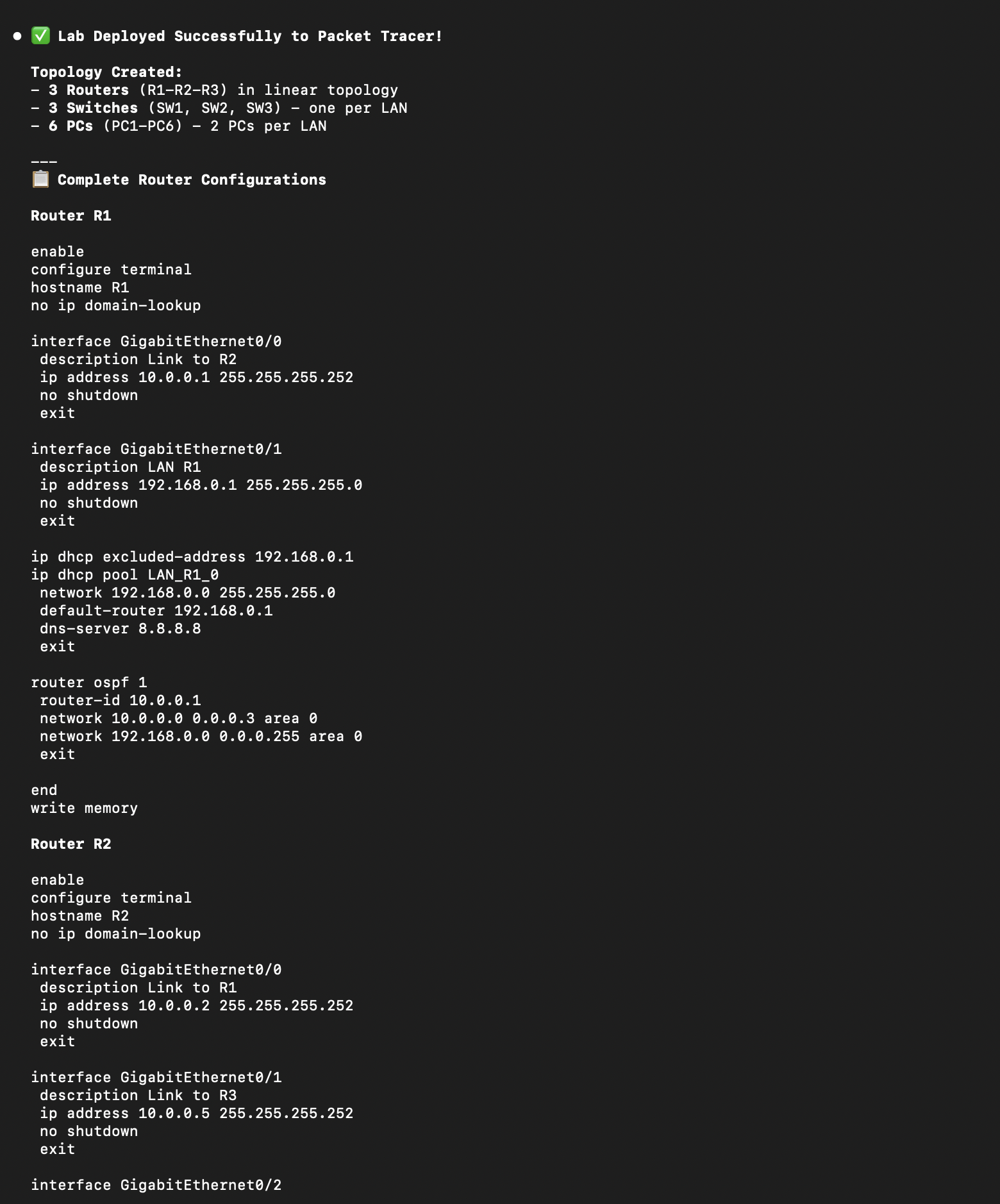 Generated IOS CLI configs