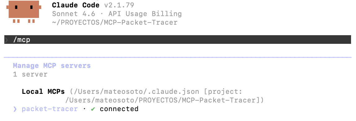 MCP server connected in Claude Code