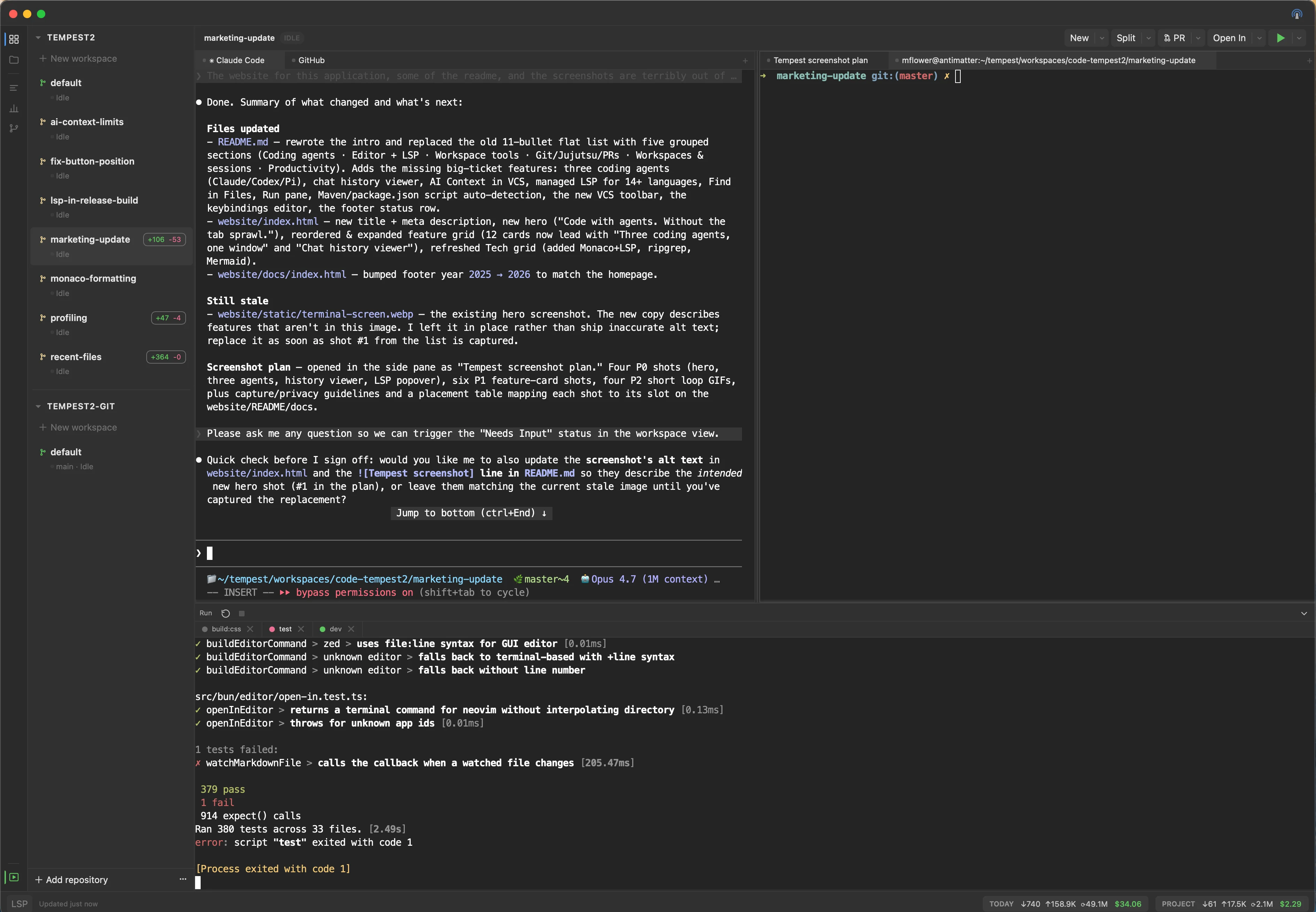 Dockable Run pane with multiple script tabs running with Restart and Stop controls