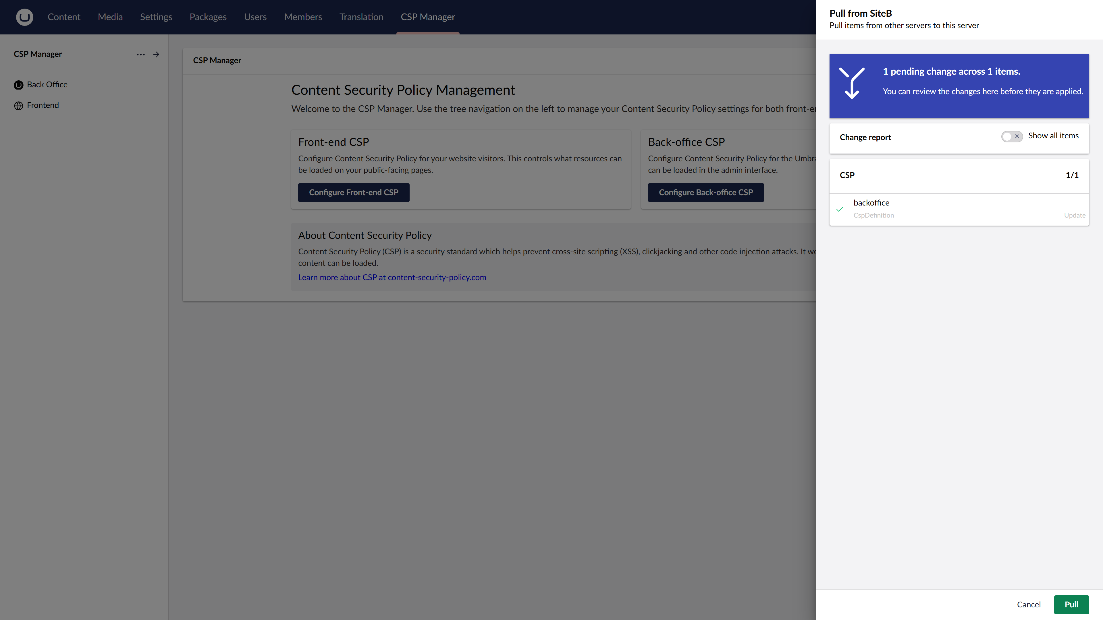 Pull CSP policies Pull CSP policies from a remote environment
