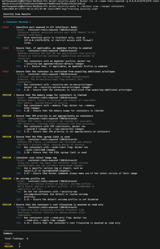 DockSec exposed Redis port finding