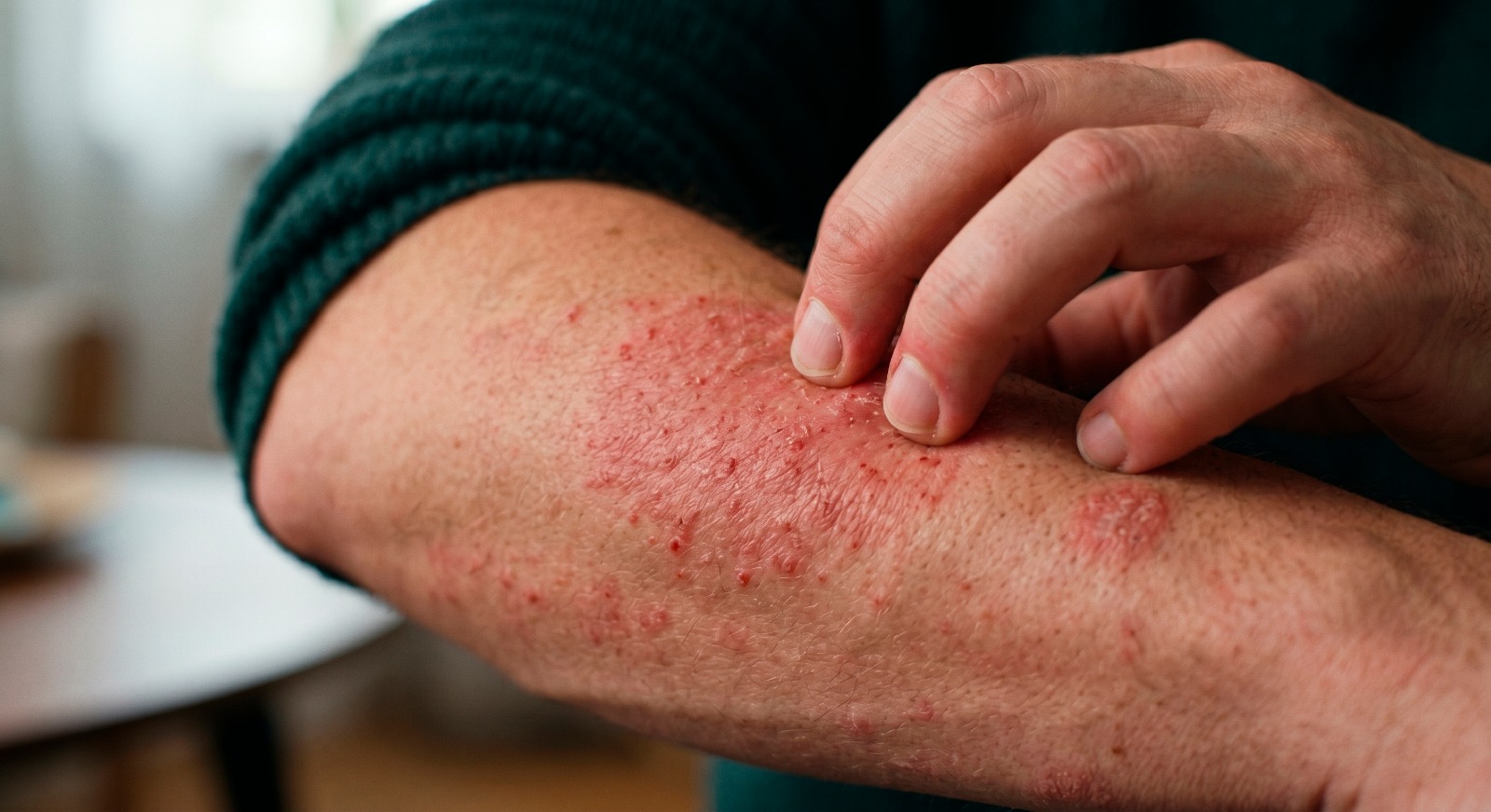 Scratching a rash aggravating the condition