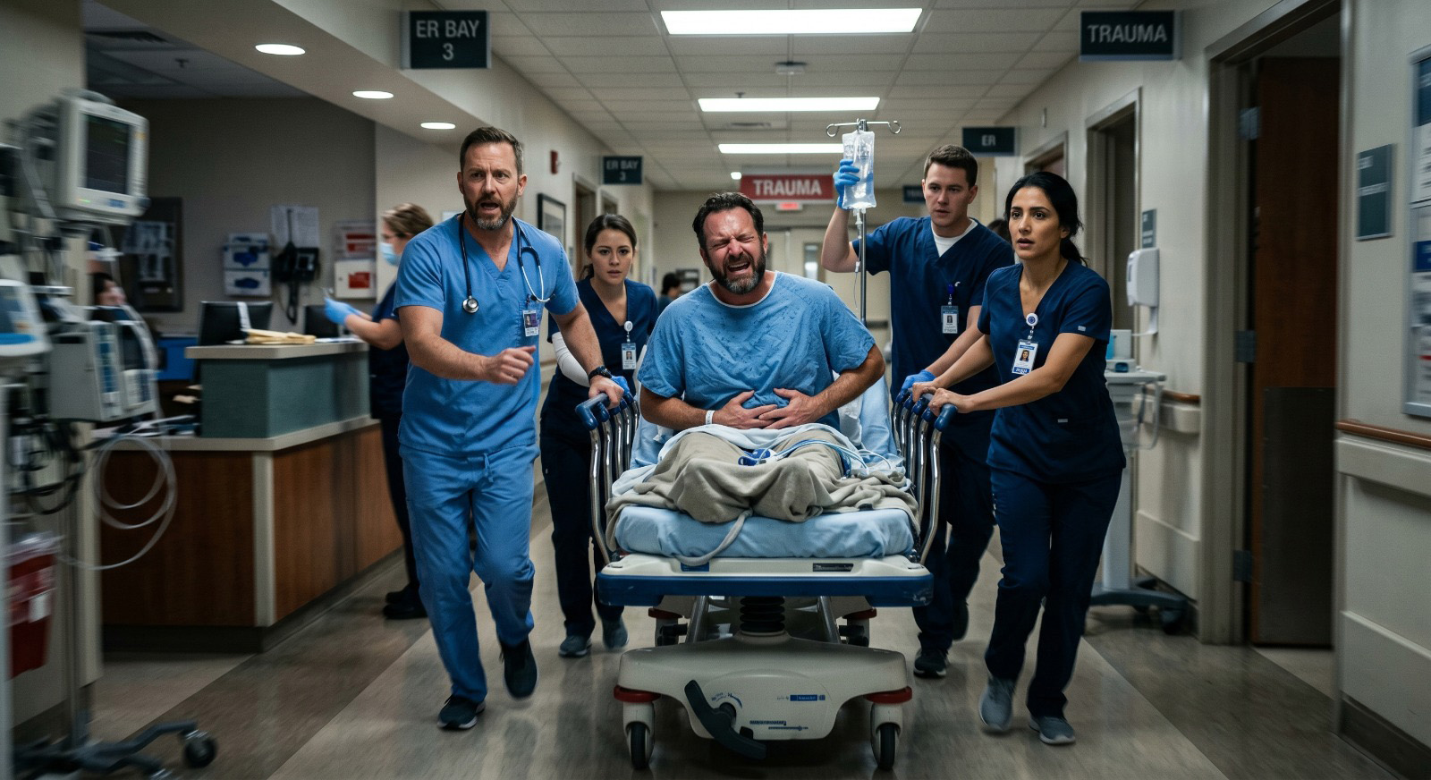 Patient experiencing excruciating pain in abdomen