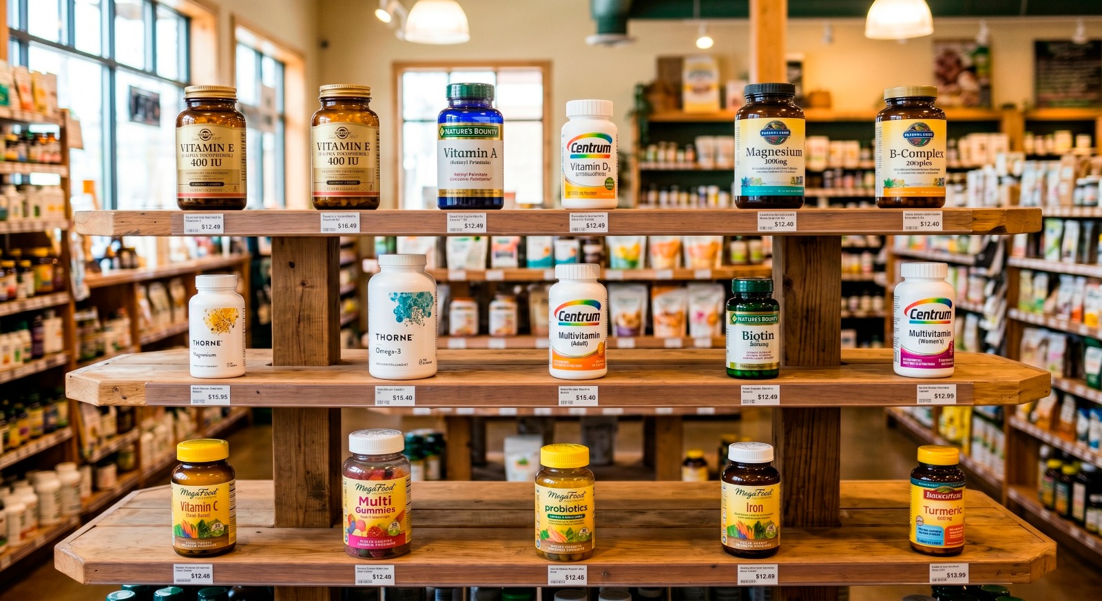 Vitamin supplement bottles