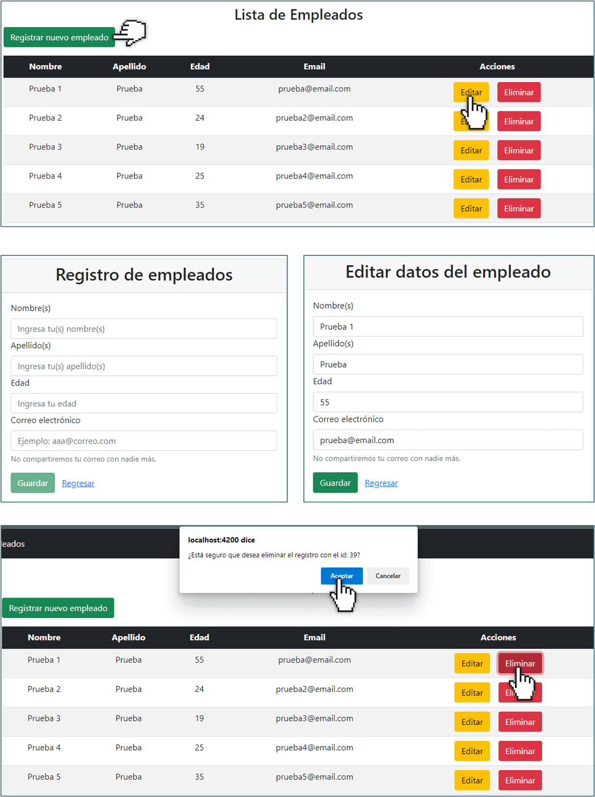 Lado Backend: El lenguaje Java, TypeScript y Spring Framework (Spring Web, 
              Spring Data JPA) - Lado Frontend: El Framework Angular, HTML, CSS y el framework Bootstrap para los estilos - Base de Datos local MySQL.