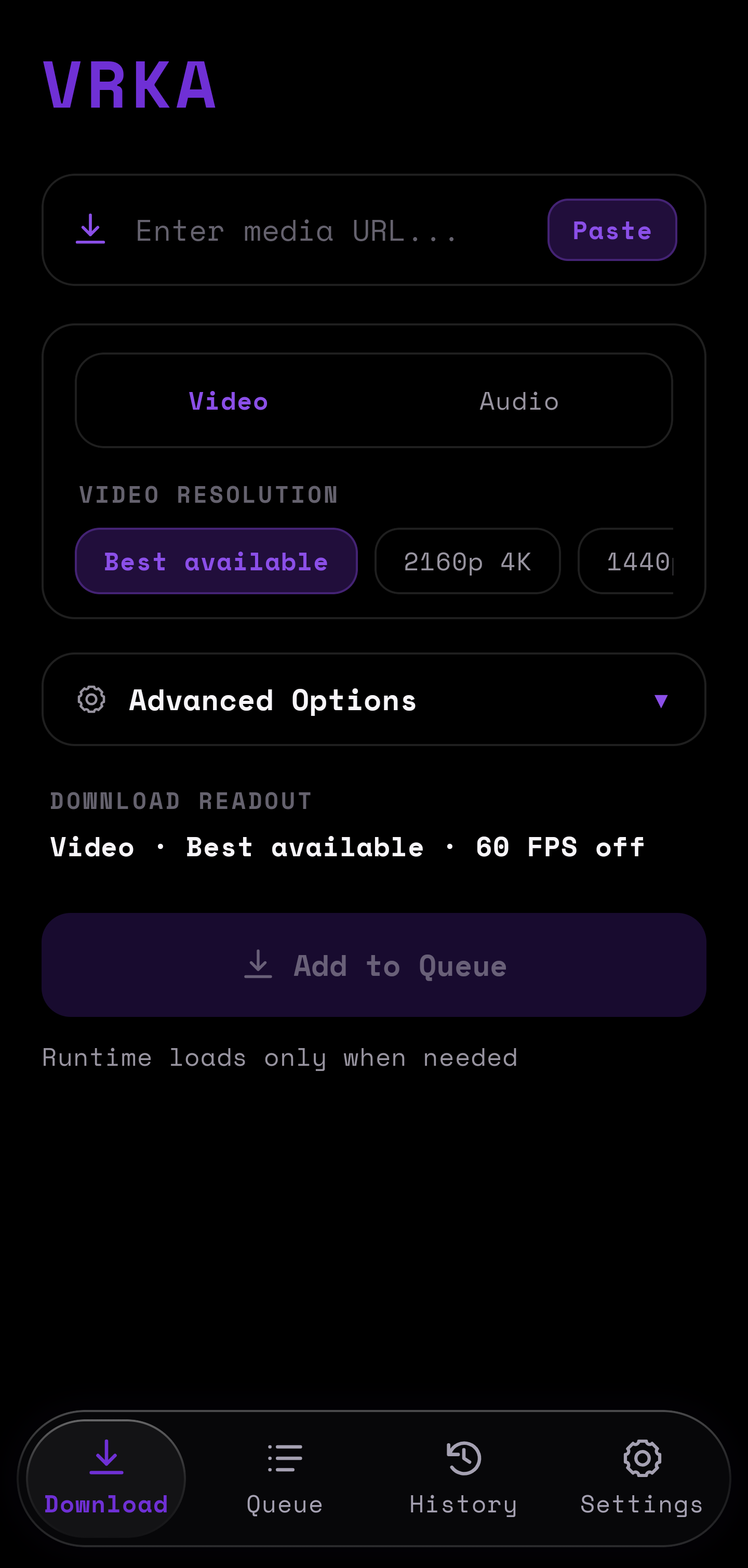 Download Screen (Dark Mode)
