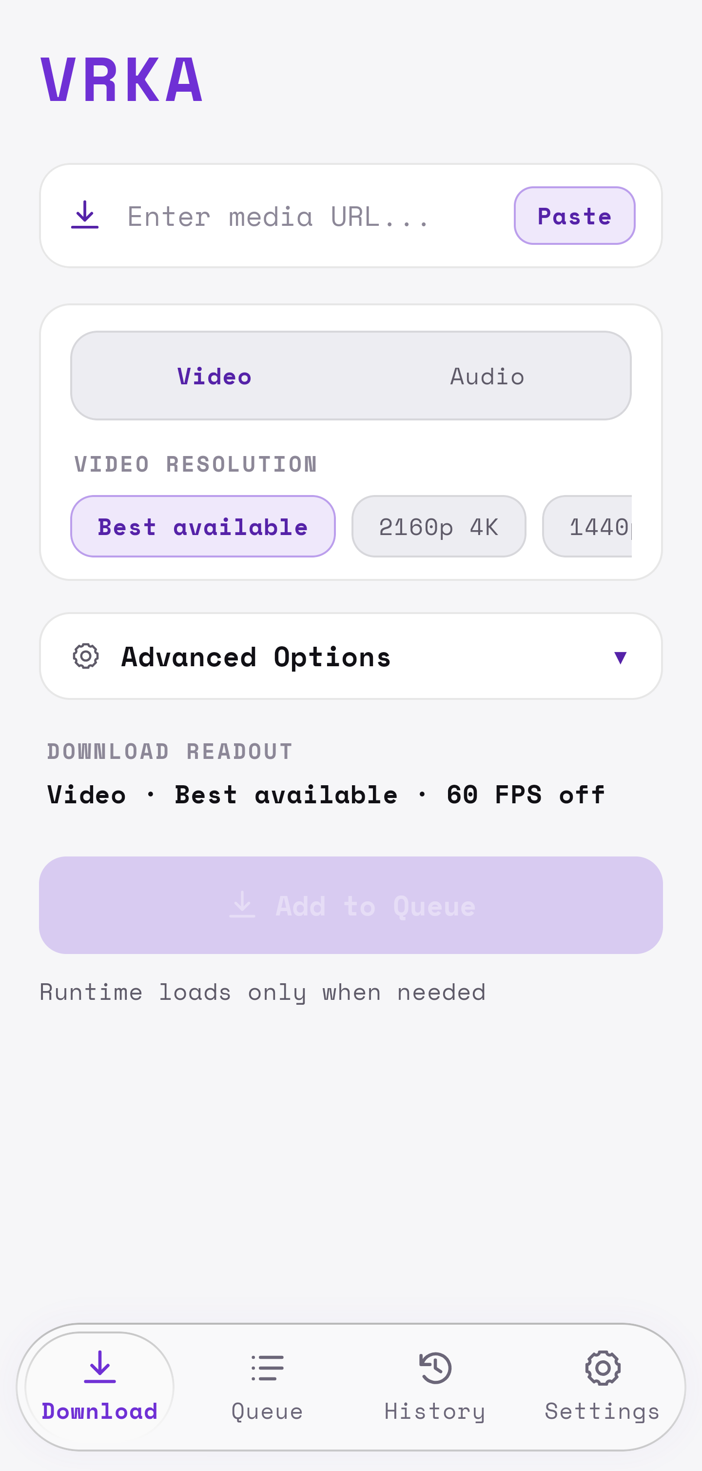 Download Screen (Light Mode)