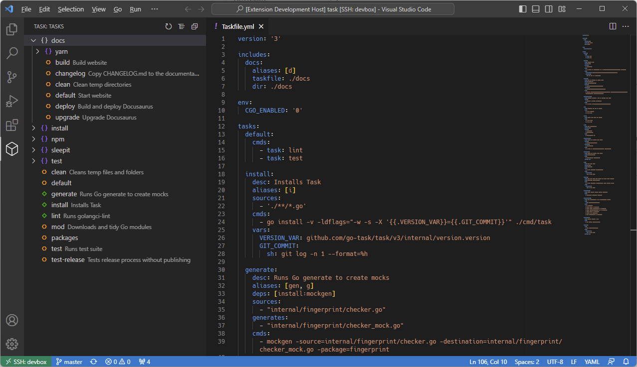 Task for Visual Studio Code Preview