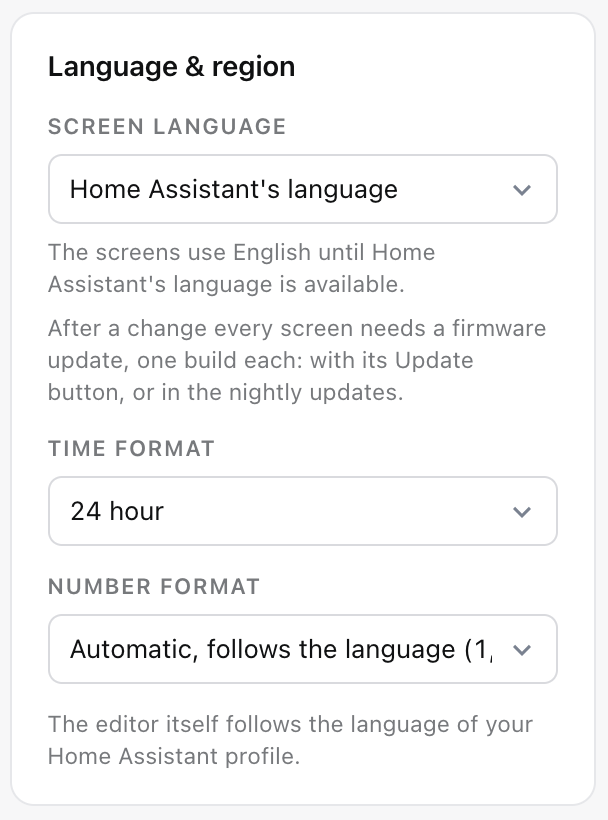 Language & region in the editor