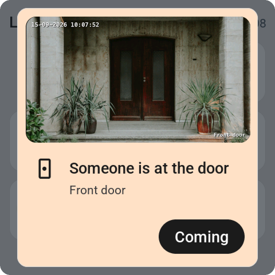 An alert with a doorbell camera picture above the text