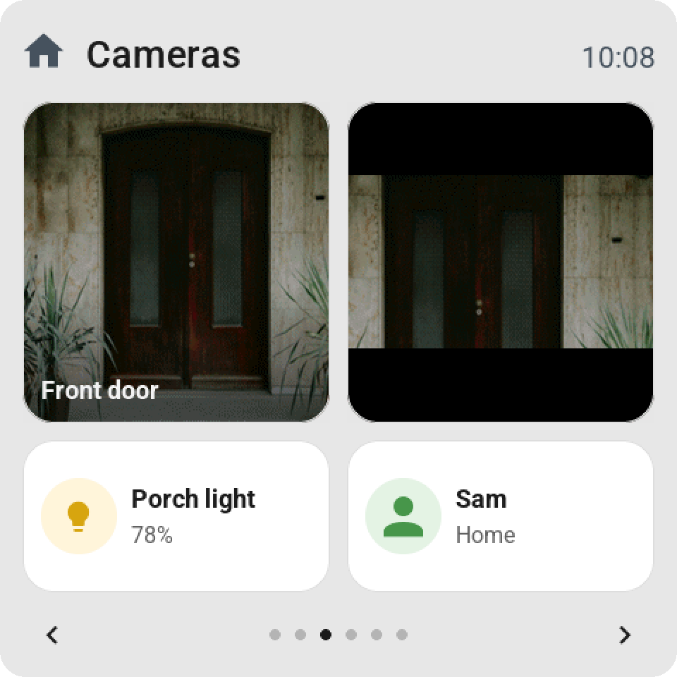 Two camera tiles side by side: Fill the tile with the name on the left, Whole picture with black bars on the right
