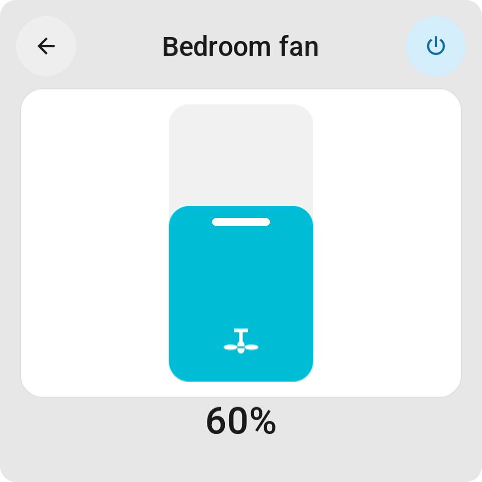 Fan card: the speed as a tall slider with the fan in it