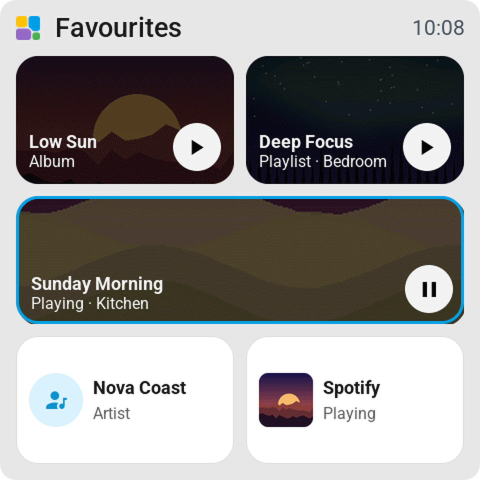 Favourite tiles with their covers, the one that plays ringed in blue