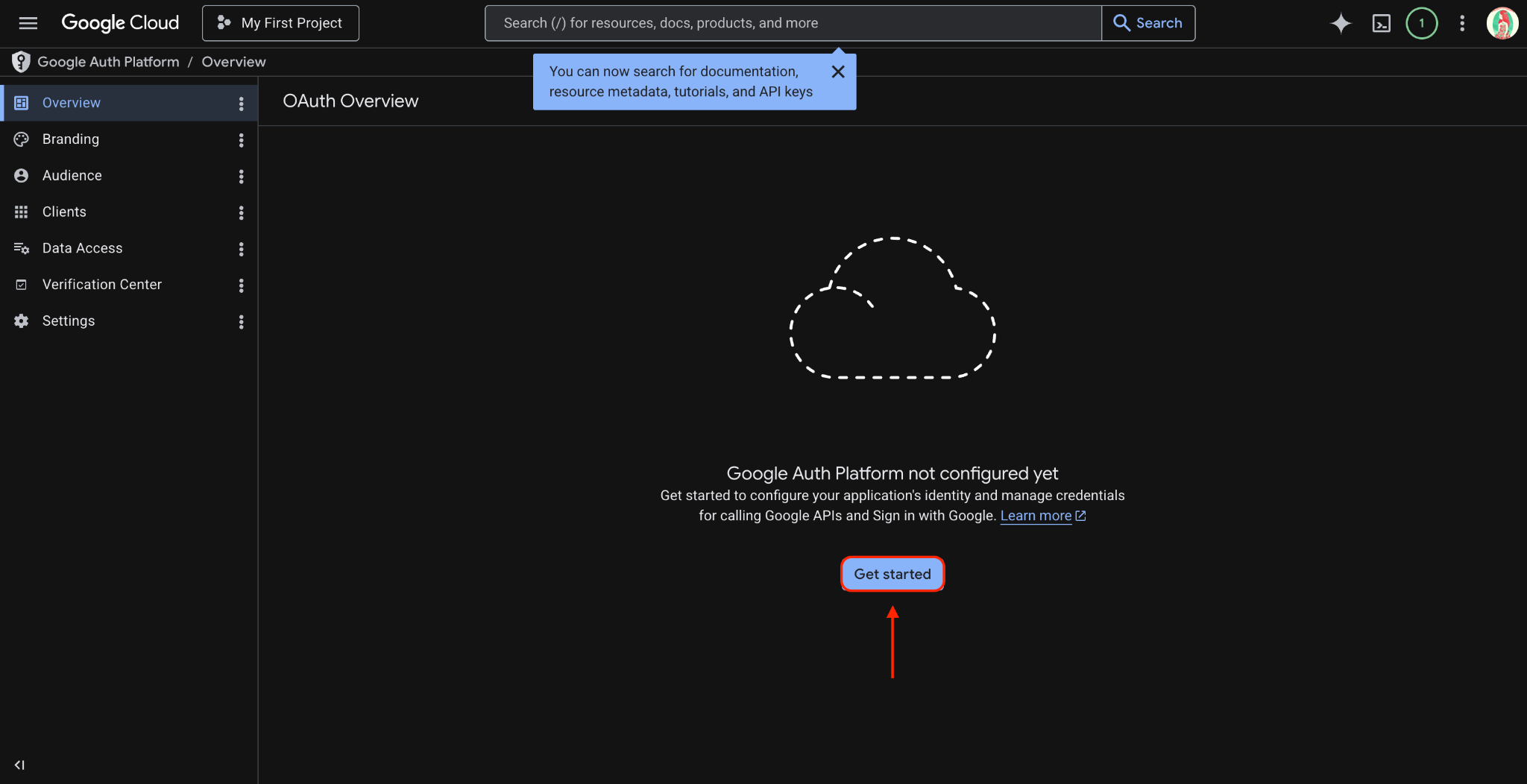 OAuth is not configured in Google Cloud