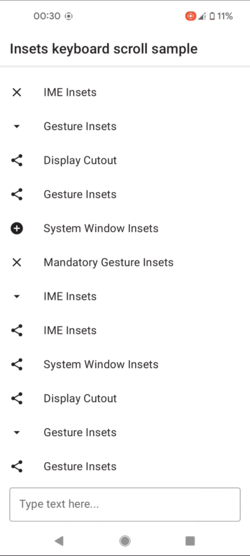 IME insets with scroll gestures