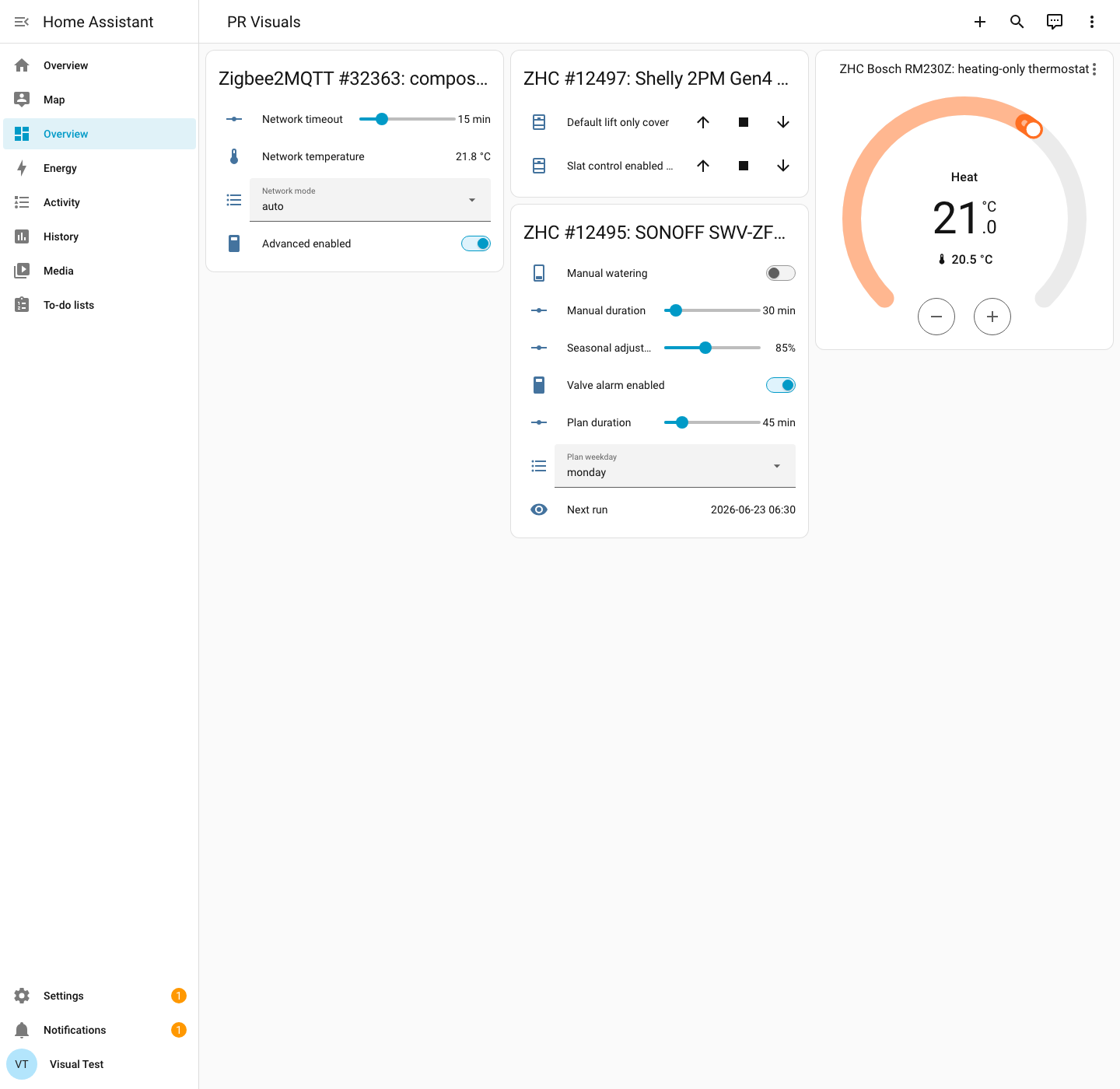 Home Assistant Zigbee PR visual dashboard