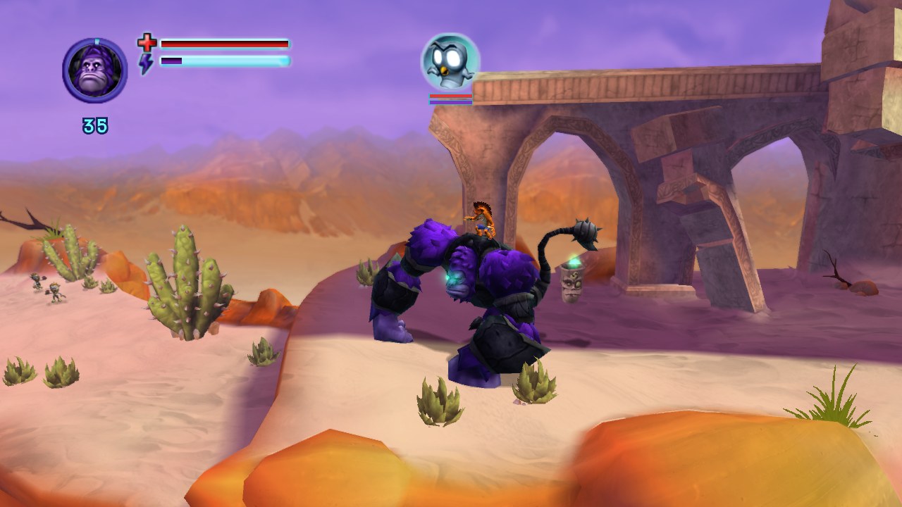 Crash riding a titan through the desert, drawn by the port's own Vulkan renderer