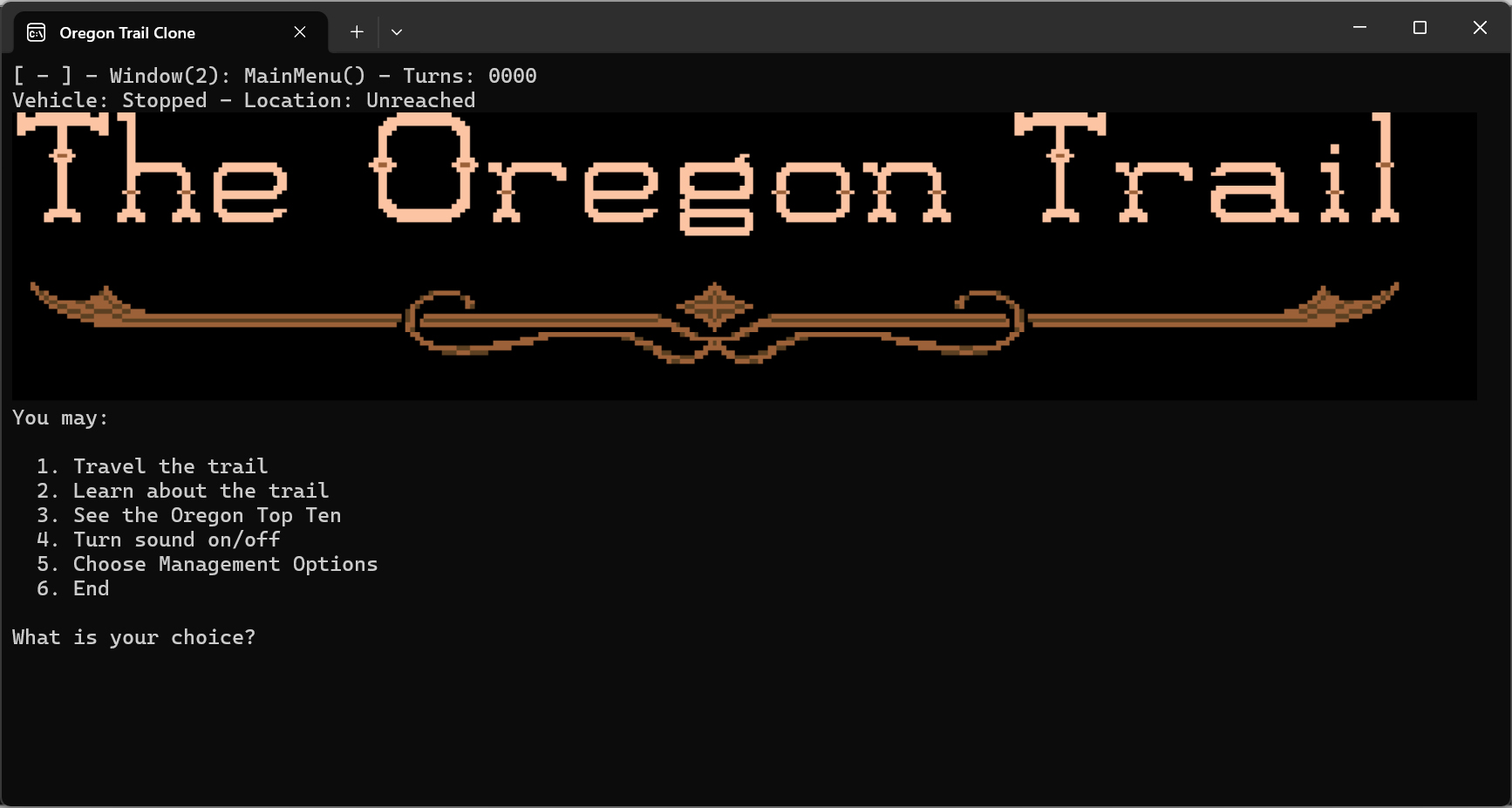 Oregon Trail Title Screen