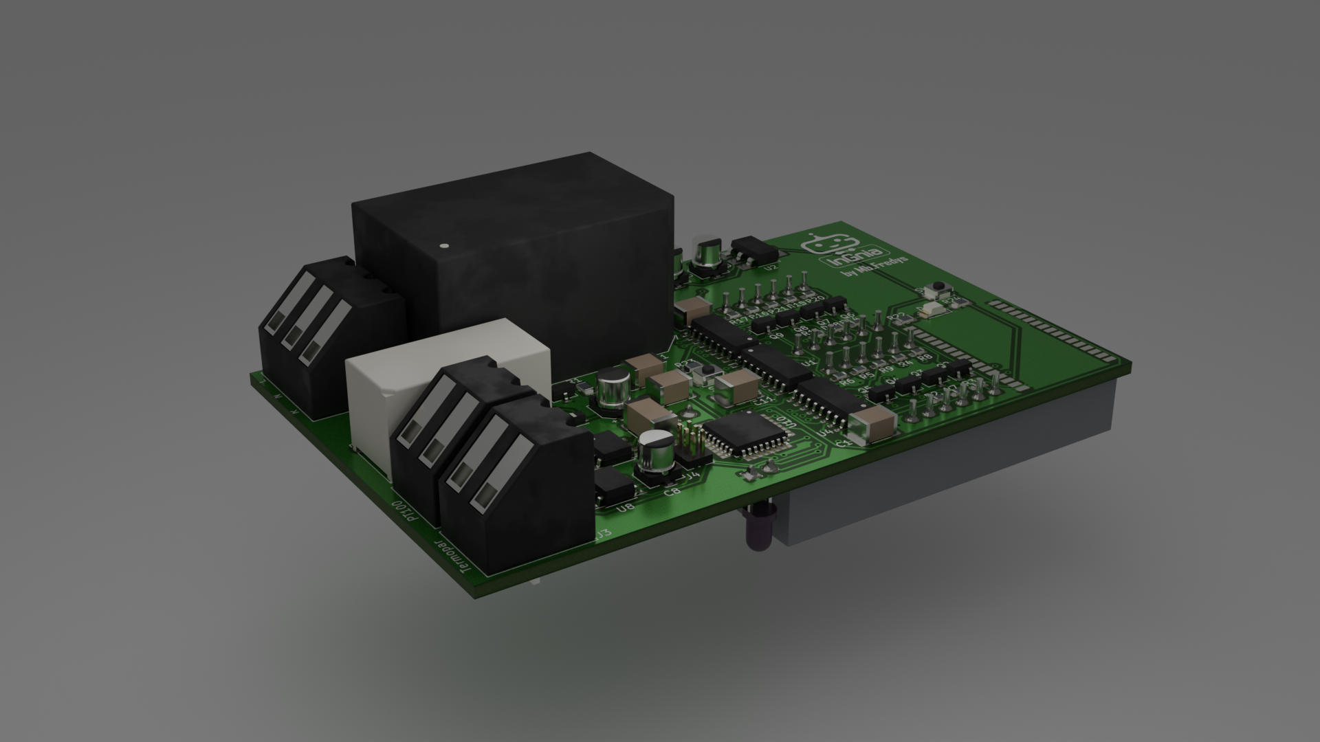 3D visualization of a Temperature Controller PCB