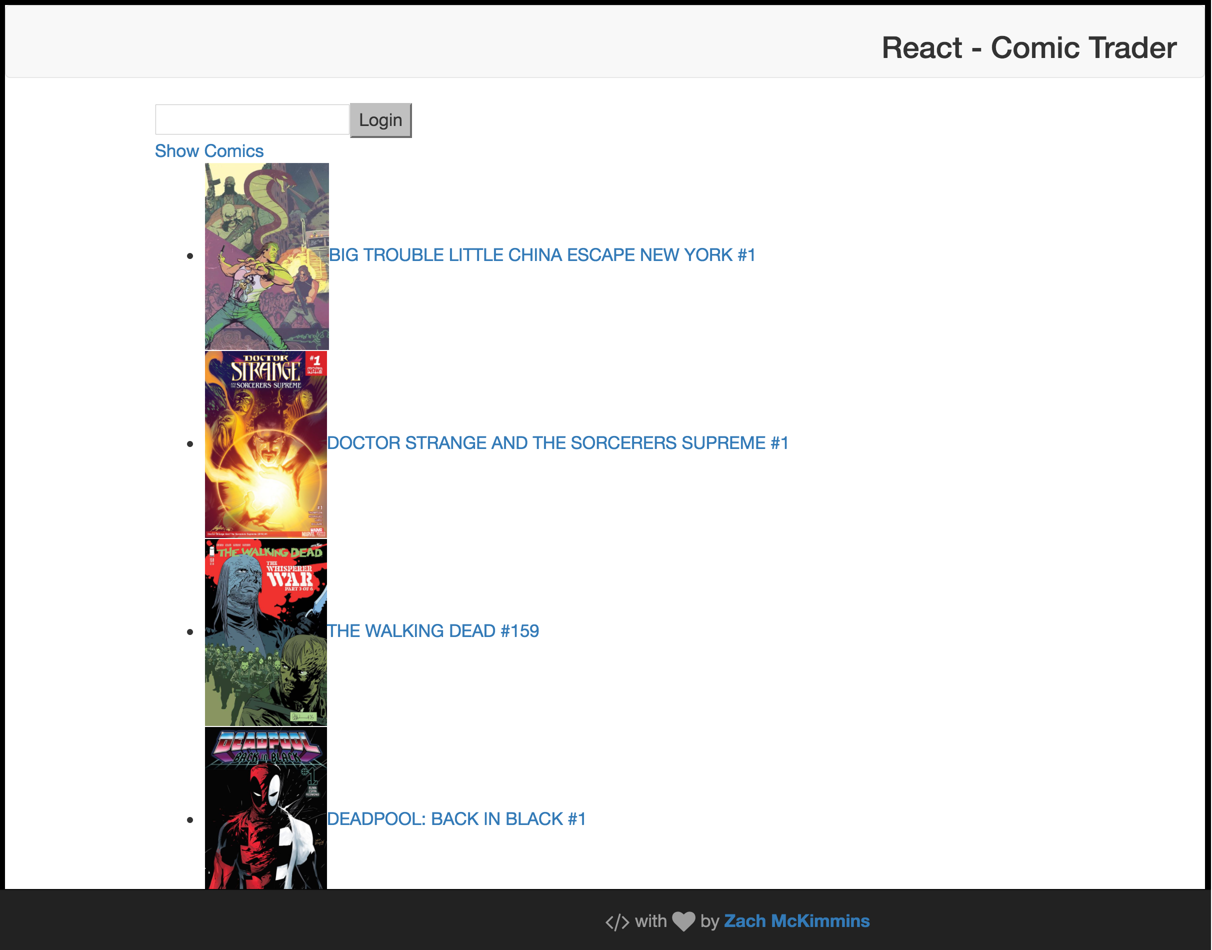 GitHub - zmckimmins/react-comics