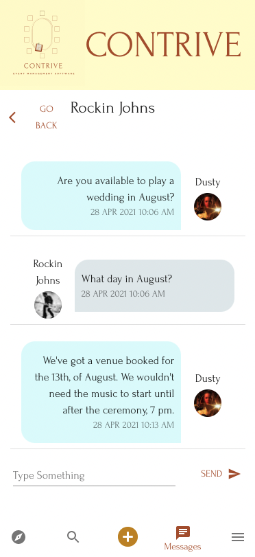 Display of a conversation between to users in Messages