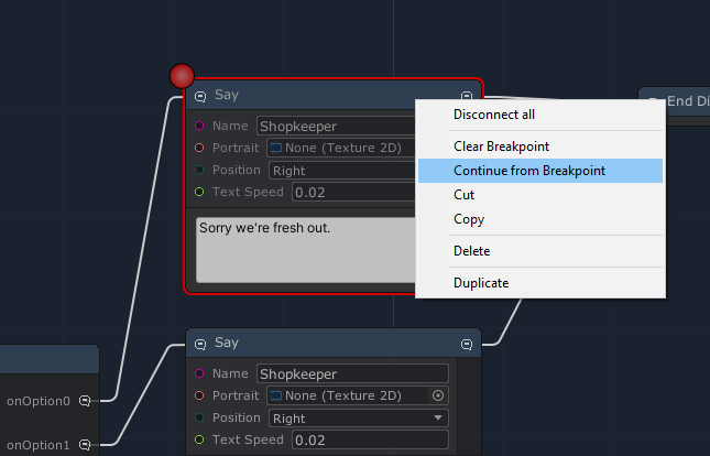 Dialog Tree Breakpoints