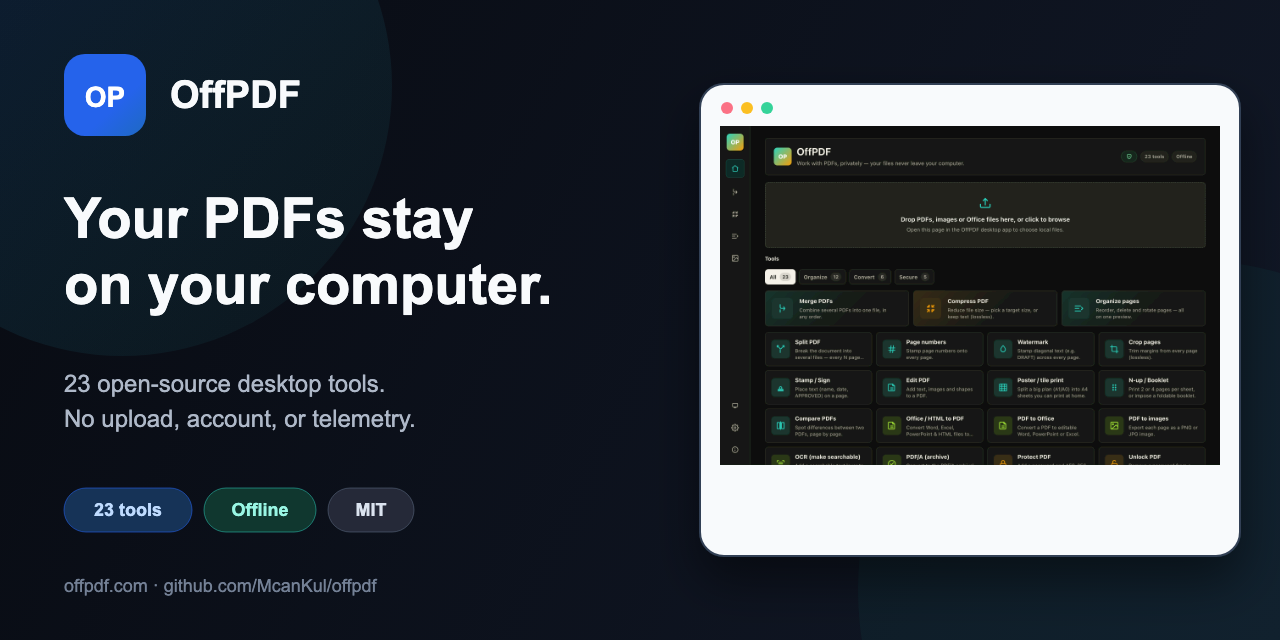 OffPDF — private desktop PDF tools