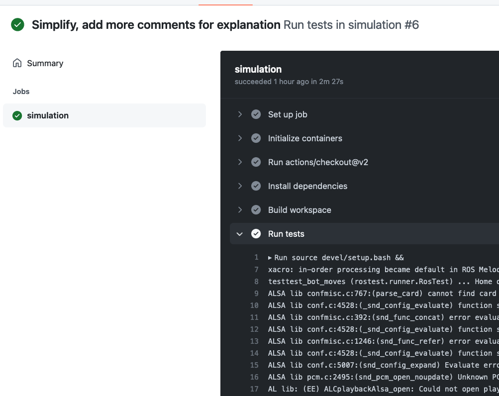 GitHub Actions workflow job output view
