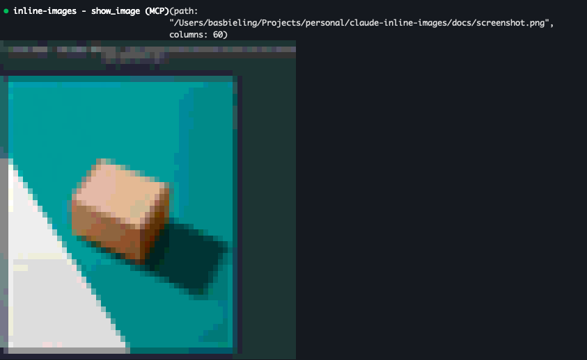 Claude Code in iTerm2, showing the same image as half blocks