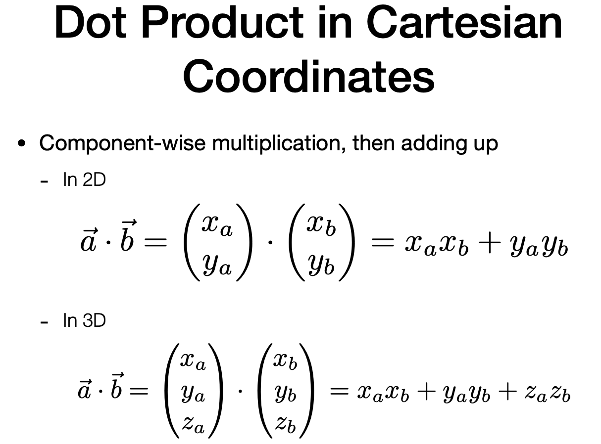 Dot Product in Cartesian Coordinates