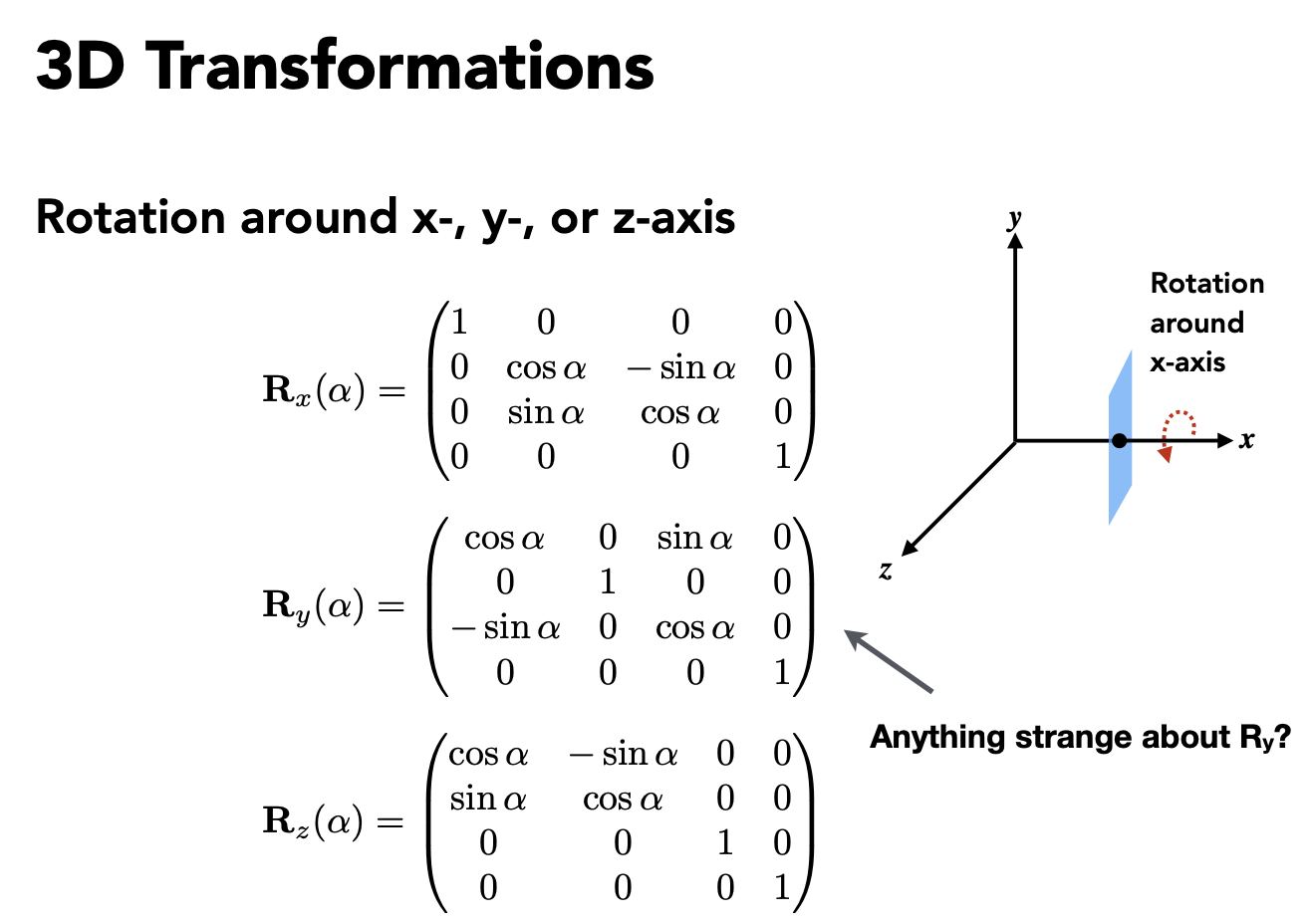 3D transformations - Rotation