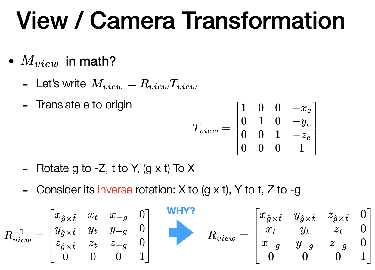 View/ Camera transformation - $M_{view}$ in math