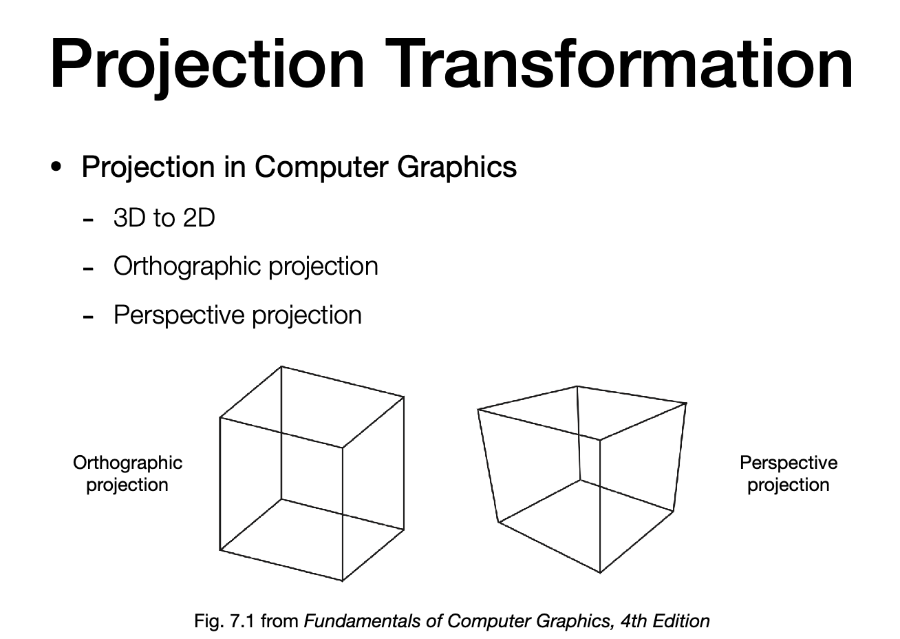 Projection transformation
