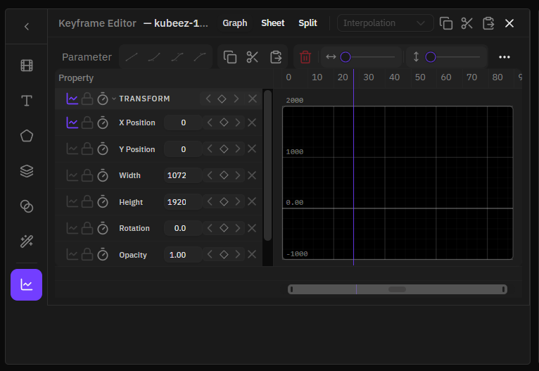 Keyframe animation and graph editor