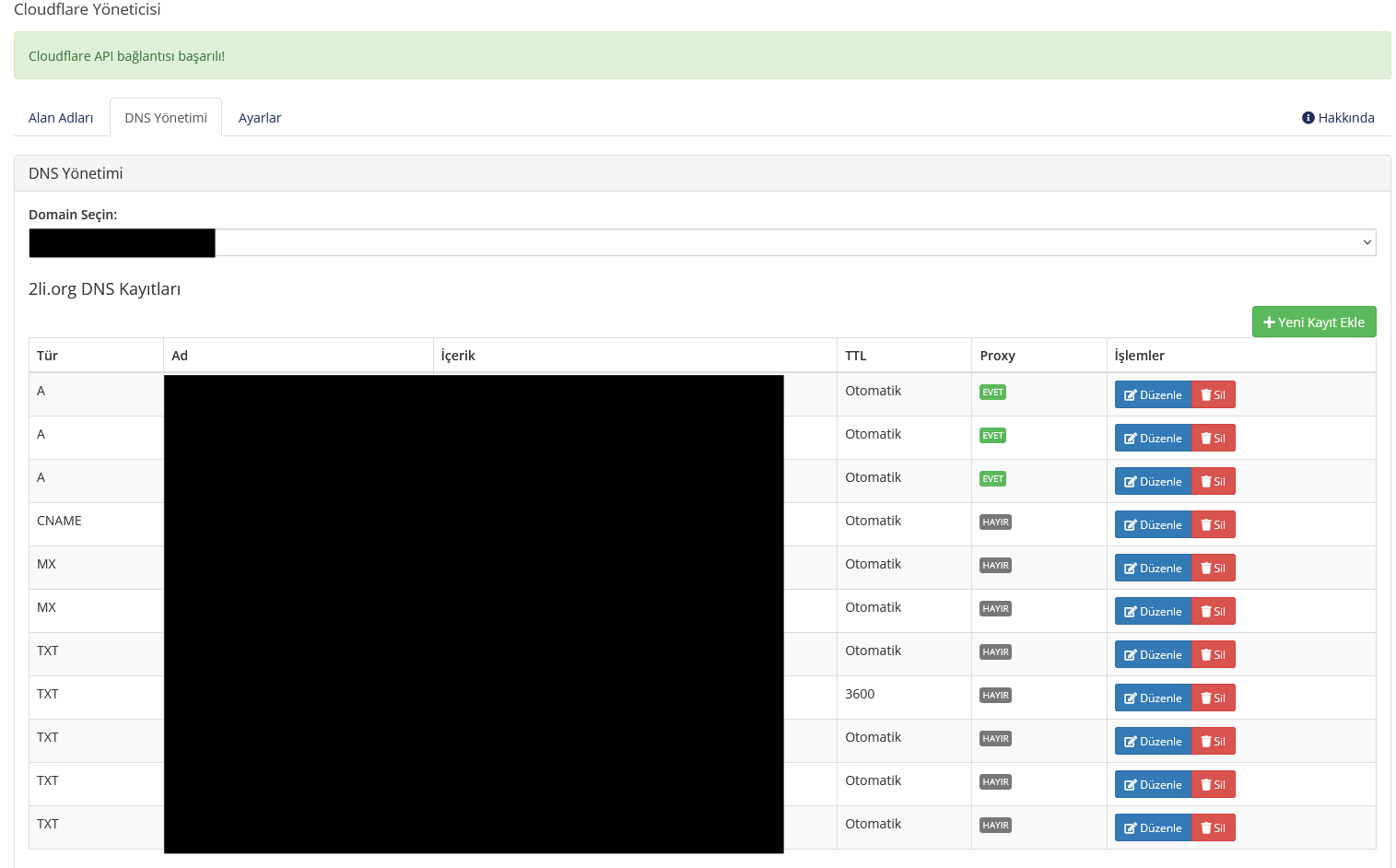 WHMCS Cloudflare Manager - Ekran Görüntüsü 2
