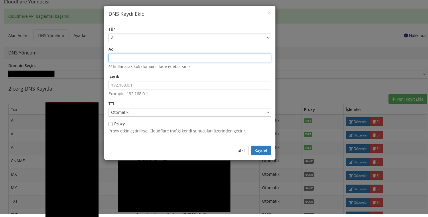 WHMCS Cloudflare Manager - Ekran Görüntüsü 3
