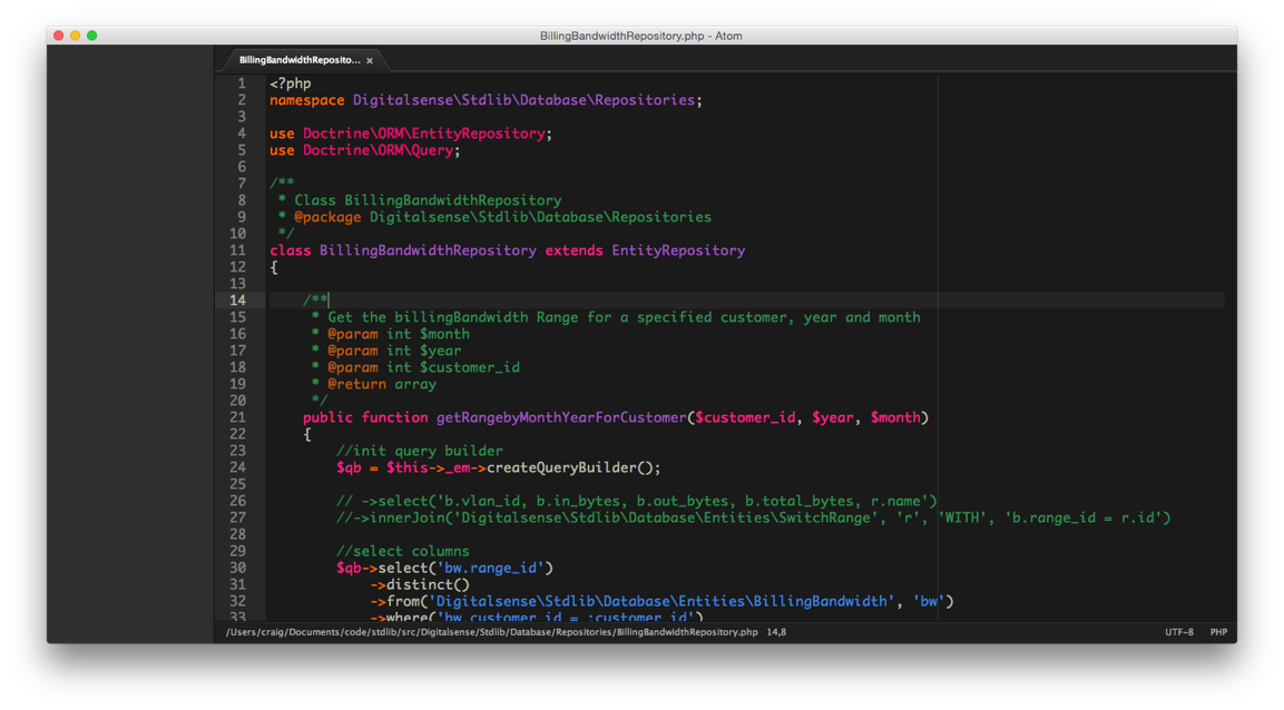 Screenshot of theme showing PHP code