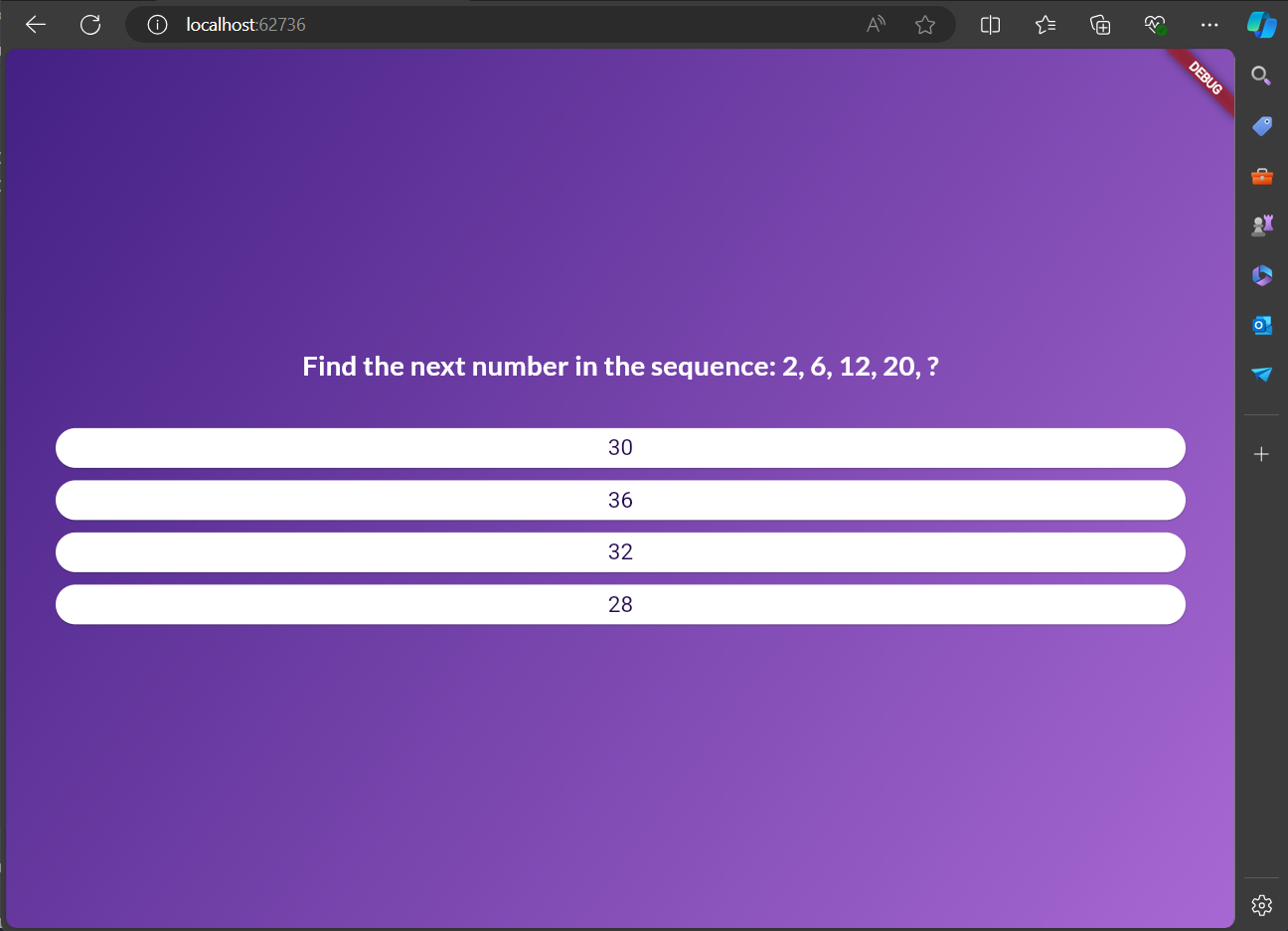 Questions Screen Web App