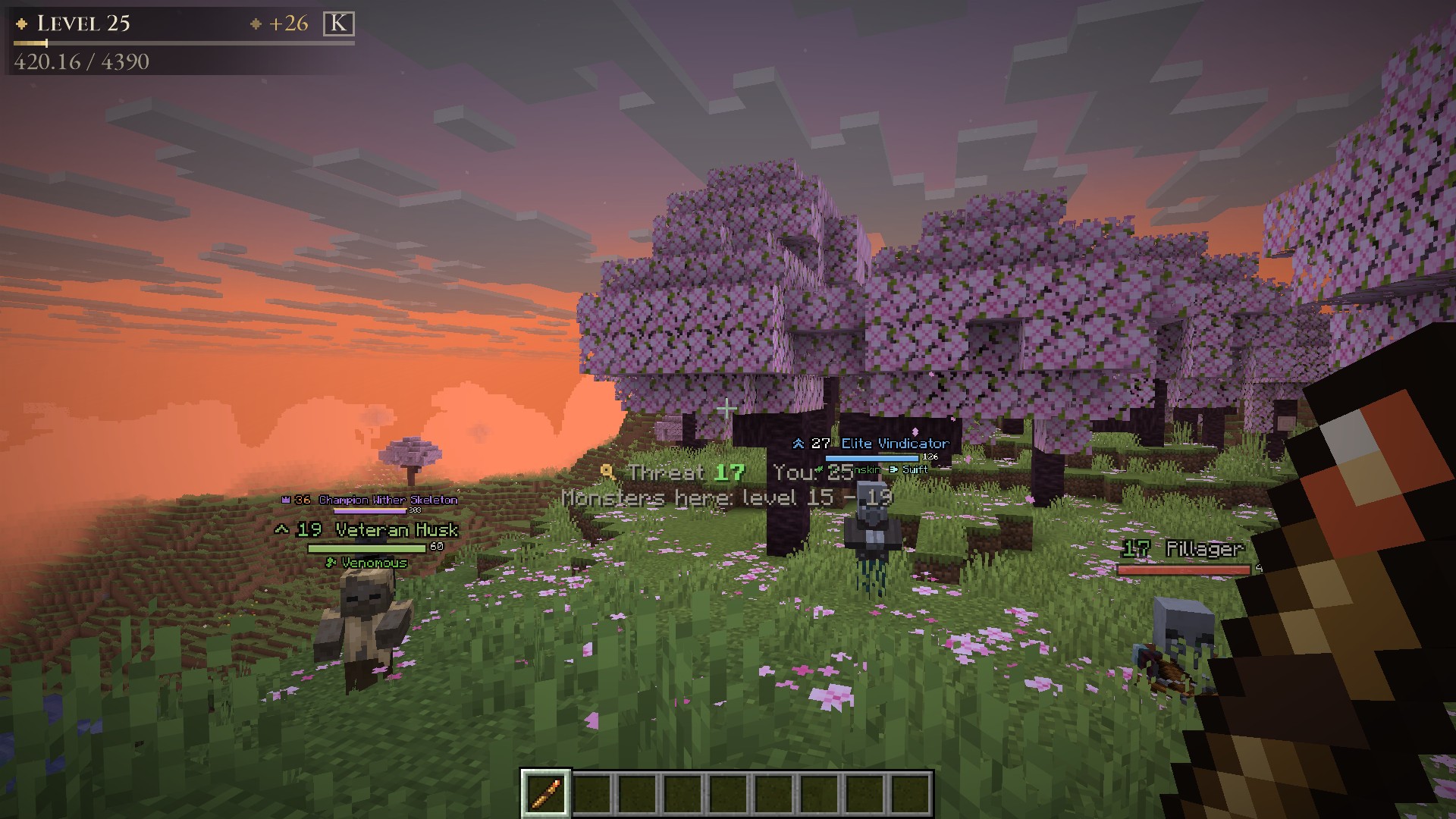 Holding the Hunter's Lens: the threat here and the levels monsters spawn at