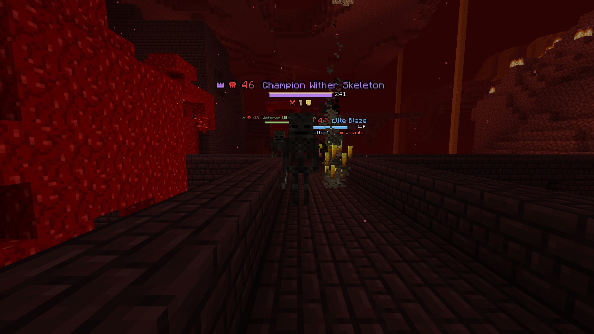 Level 43 to 46 on a Nether fortress bridge