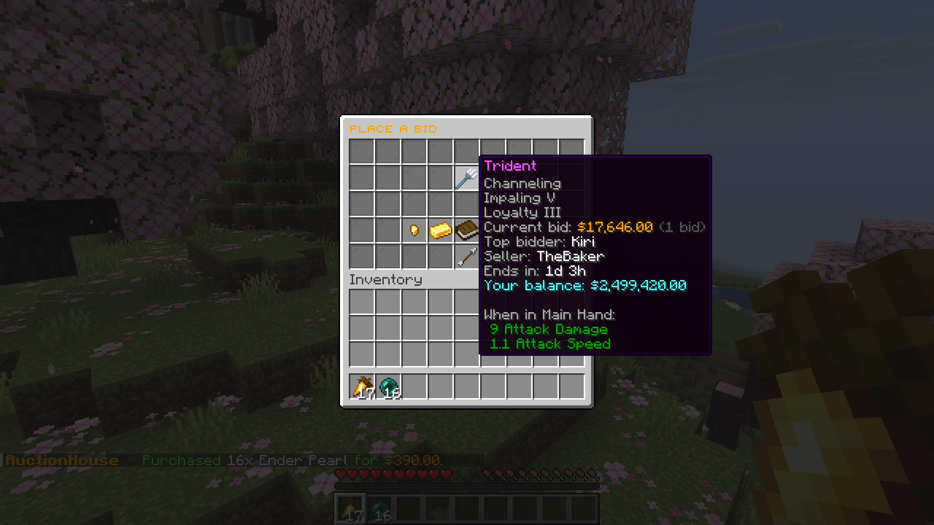 The bid menu