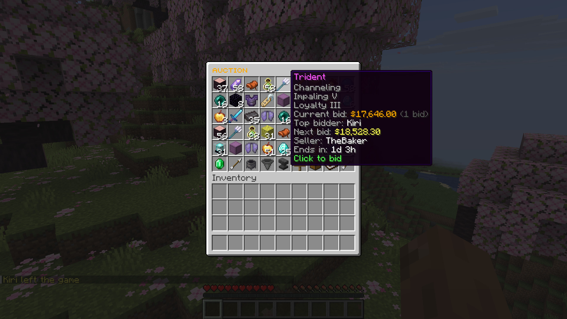 An auction with a live bid