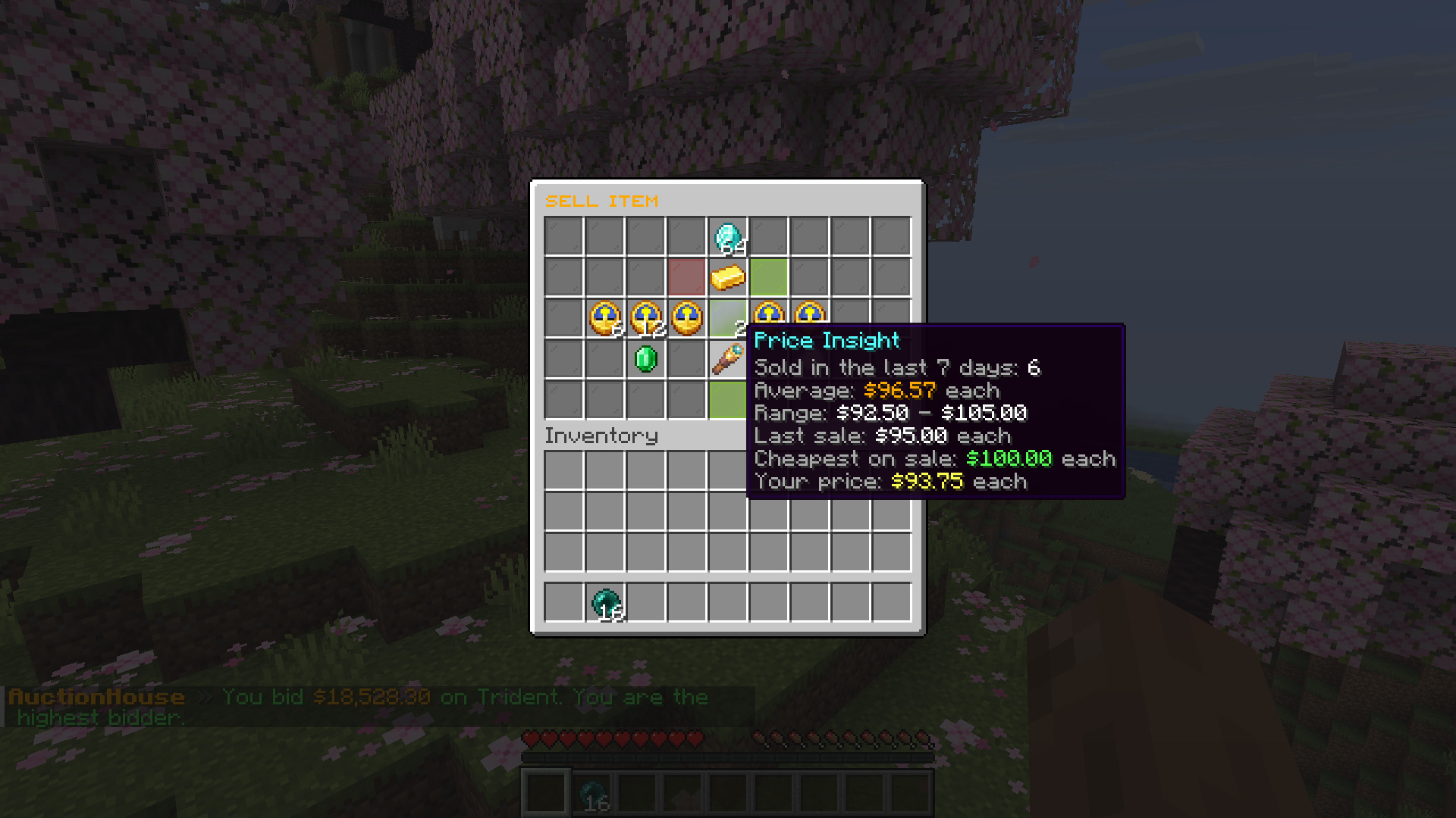 Price insight in the sell menu